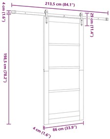 Porta Deslizante vidaXL com Conjunto de Ferragens "ORKDAL" Branca 86x1