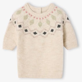 Vestido em malha jacquard, para bebé baunilha