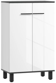 HOMCOM Armário Casa de Banho Móvel Auxiliar Casa de Banho com Portas Prateleiras Ajustáveis e Sistema Anti-Tombo 60x34x94 cm Branco