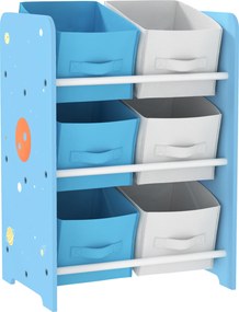 AIYAPLAY Estante para Brinquedos com 6 Caixas de Tecido não Tecido Amovíveis Organizador de Brinquedos para 43x30x60 cm Azul | Aosom Portugal