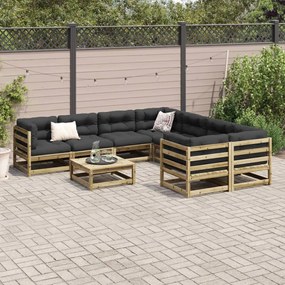 9 pcs conjunto sofás jardim madeira de pinho impregnada