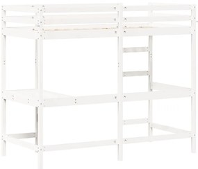 Cama alta com secretária 90x190 cm pinho maciço branco