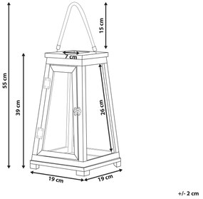 Lanterna de madeira de pinho castanha 39 cm PULAU Beliani