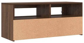 Móvel de TV com luzes LED 90x35x40 cm carvalho castanho