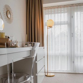 Candeeiro de pé Art Deco dourado e vidro opalino - Flore