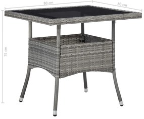 5 pcs conjunto de jantar p/ jardim vime PE e acácia cinzento