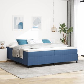 Cama Box Spring com Colchão Azul 200x200 cm Tecido de Corduroy