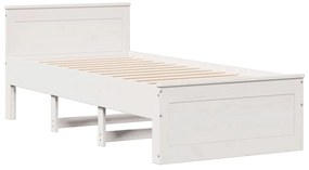 Cama com estante sem colchão 75x190 cm pinho maciço branco