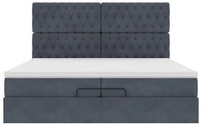 moldura de cama otomana vidaXL com colchão cinza escuro veludo