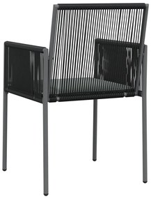 Cadeiras jardim c/ almofadões 6pcs 54x60,5x83,5cm vime PE preto