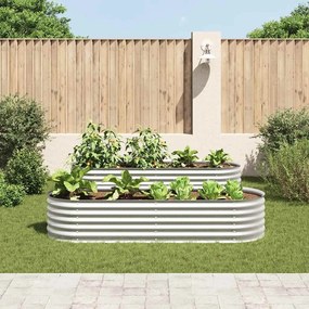 Canteiro elevado de jardim aço galvanizado 240x80x44cm prateado