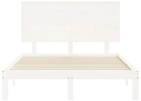 Cama sem colchão 140x190 cm madeira de pinho maciça branco