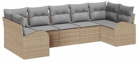 Conjunto de Sofá de Jardim vidaXL com Almofadas Bege Rattan Sintético