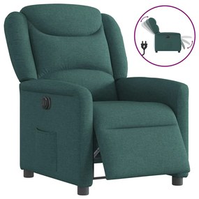 vidaXL Poltrona elétrica reclinável tecido verde-escuro