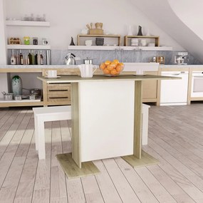vidaXL Mesa de jantar 110x60x75 cm contrap. branco e carvalho sonoma