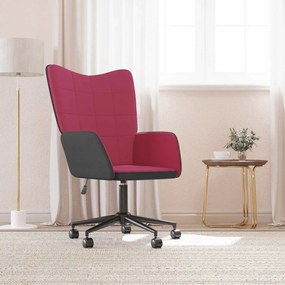 vidaXL Cadeira de descanso PVC e veludo vermelho tinto