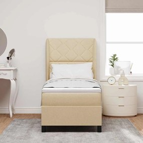 Cama Box com Colchão - Creme, 80x200 cm de Tecido