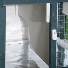 PawHut Gaiola de madeira para coelhos ao ar livre 2 níveis com bandeja removível e várias entradas telhado asfáltico Galinhas cobaias 140x65x100 cm Verde