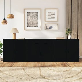 Aparadores 3 pcs derivados de madeira preto