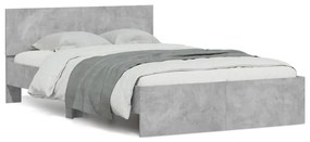 vidaXL Estrutura cama cabeceira e luzes LED 140x190cm cinzento cimento