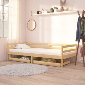 Sofá-cama com gavetas 90x200 cm pinho maciço