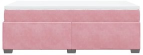 Cama com molas/colchão 100x200 cm veludo rosa