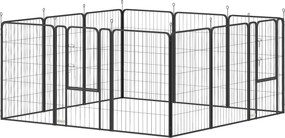 Parque para cães, 68 x 100 cm recinto para cães com 12 painéis modulares e dobráveis, portátil em aço com porta preto