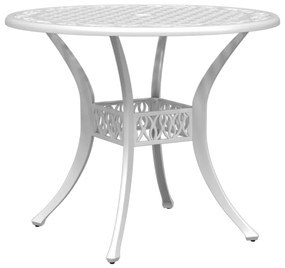 Mesa de jardim Ø90x75 cm alumínio fundido branco