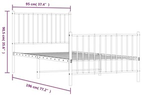 Estrutura de cama com cabeceira e pés 90x190 cm metal preto