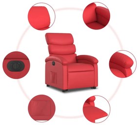 Poltrona reclinável elevatória elétrica couro artif. vermelho