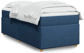Cama com molas/colchão 90x200 cm tecido azul