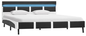 Estrutura de cama c/ LED 120x200 cm couro artificial cinzento