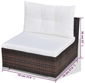 10 pcs conjunto lounge jardim c/ almofadões vime PE castanho