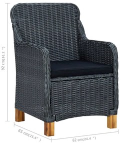 3 pcs conjunto de jantar para jardim cinzento-escuro