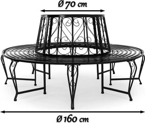 Banco Jardim de árvore Bree Metal Ø160cm Preto