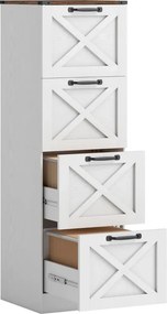 Móvel arquivo para Escritório 40x40x131 cm com 4 Gavetas com Trilho Suspenso para A4 e Carta  Branco