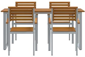 Conjunto de Jantar de Jardim com 5 Peças em Madeira Sólida de Acácia e