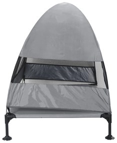 Cama Elevada para Cães com Teto Removível Cinzento Claro XL Aço
