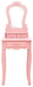 Conj. toucador com banco 50x59x136 cm madeira paulownia rosa