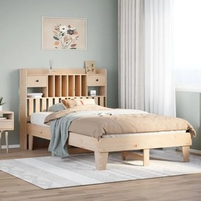 vidaXL Cama sem colchão 135x190 cm madeira de pinho maciça
