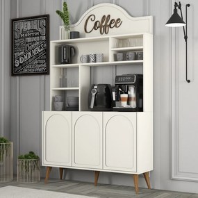 Armário de Cozinha/Sala "Caffè" - Creme e Nogueira  - 120x202x35cm - D
