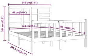 Estrutura de cama 140x200 cm pinho maciço