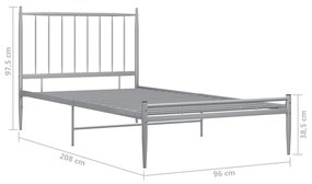 Estrutura de Cama Form em Metal Cinzento - 90x200 cm - Design Industri