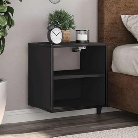 vidaXL Mesa de cabeceira de parede 40x31x39,5 cm preto