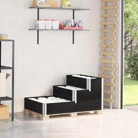 vidaXL Canteiro elevado de 3 níveis 120x80 cm pinho maciço preto