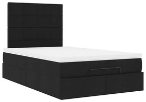 Estrutura de cama otomana com colchão preto 120x190 cm tecido