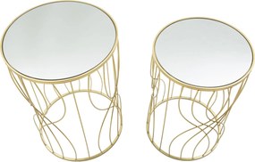 CONJUNTO DE 2 MESAS DE APOIO LIGNE Ø 38X55-33X50 CM DOURADO