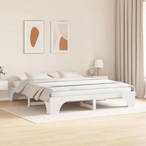 Estrutura de Cama Branca 180x200 cm em Madeira de Pinus Sólida