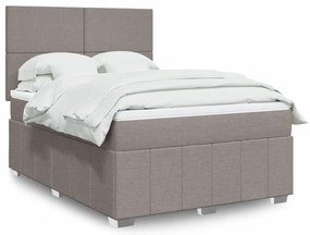 vidaXL Cama com molas/colchão 160x200 cm tecido castanho-acinzentado