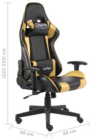 Cadeira de gaming giratória PVC dourado